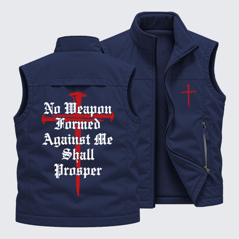 Reversible Fleece-Lined Outdoor Vest -No Weapon Formed Against Me Shall Prosper   