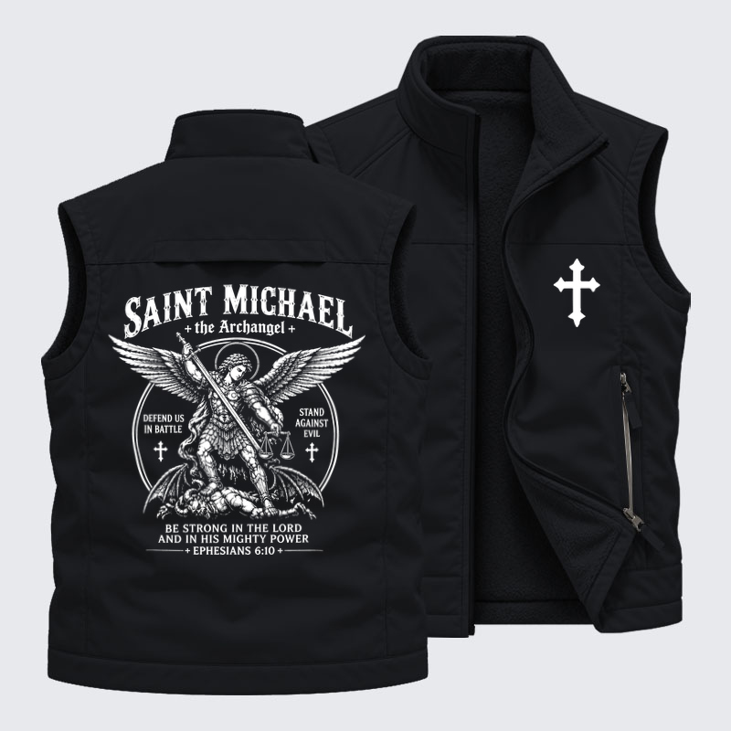Reversible Fleece-Lined Outdoor Vest -Saint Michael The Archangel