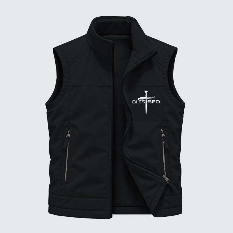 Reversible Fleece-Lined Outdoor Vest - Cross Blessed   