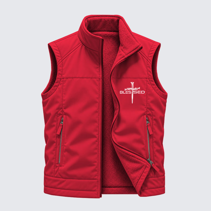 Reversible Fleece-Lined Outdoor Vest - Cross Blessed   