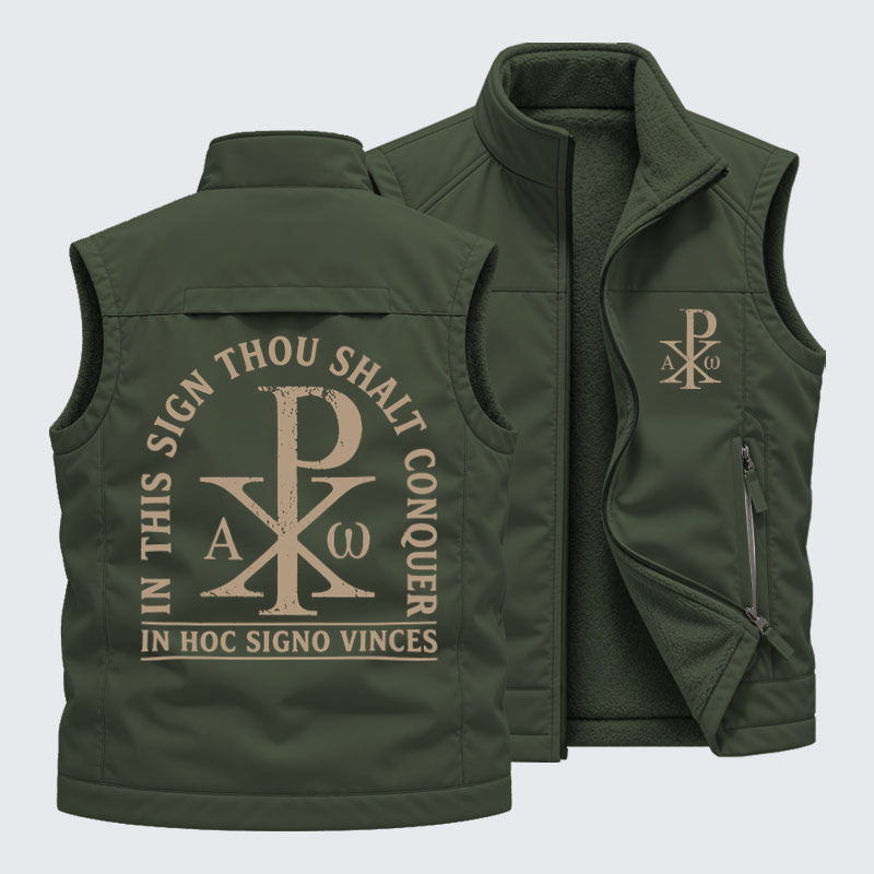 Reversible Fleece-Lined Outdoor Vest - In Hoc Signo Vinces 