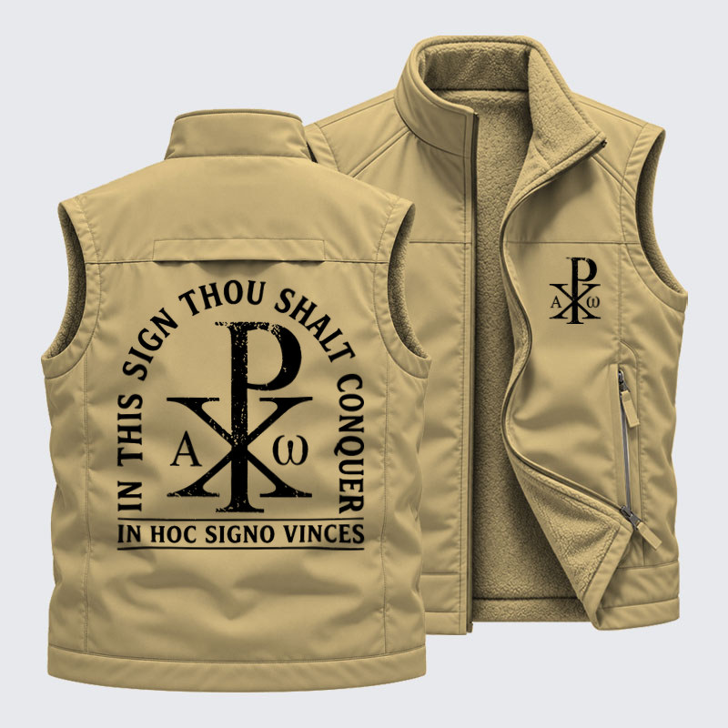 Reversible Fleece-Lined Outdoor Vest - In Hoc Signo Vinces 