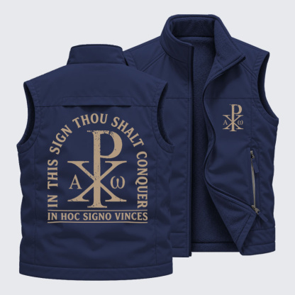 Reversible Fleece-Lined Outdoor Vest - In Hoc Signo Vinces 