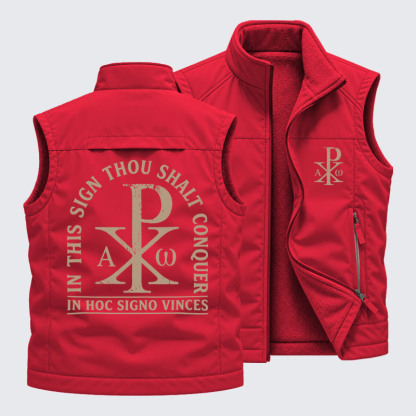 Reversible Fleece-Lined Outdoor Vest - In Hoc Signo Vinces 