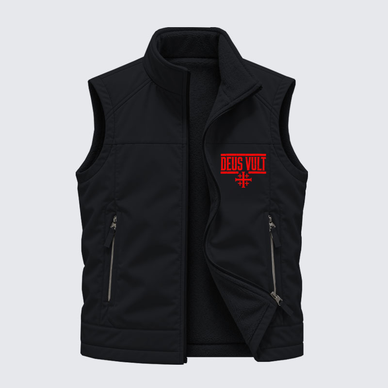 Reversible Fleece-Lined Outdoor Vest -  Deus Vult