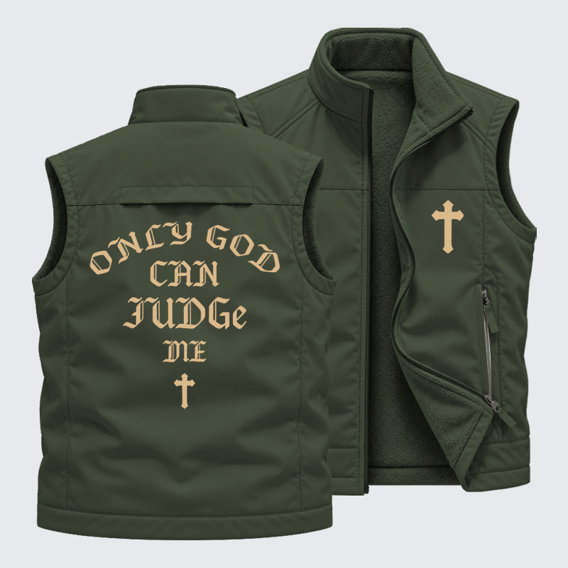 Reversible Fleece-Lined Outdoor Vest -Only God Can Judge Me   