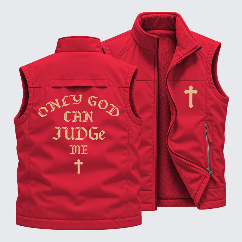 Reversible Fleece-Lined Outdoor Vest -Only God Can Judge Me   