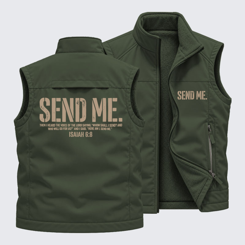 Reversible Fleece-Lined Outdoor Vest -Send Me Isaiah 6:8   