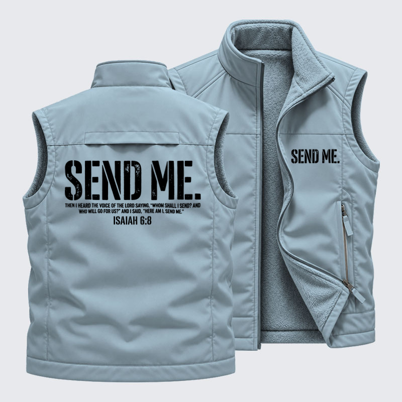 Reversible Fleece-Lined Outdoor Vest -Send Me Isaiah 6:8   