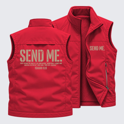 Reversible Fleece-Lined Outdoor Vest -Send Me Isaiah 6:8   