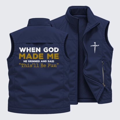 Reversible Fleece-Lined Outdoor Vest -When God Made Me   
