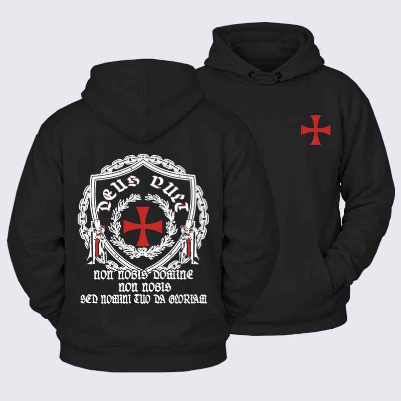Plush Fleece-Lined Hoodie - Non Nobis Domine, Non Nobis, Sed Nomini Tuo Da Gloriam