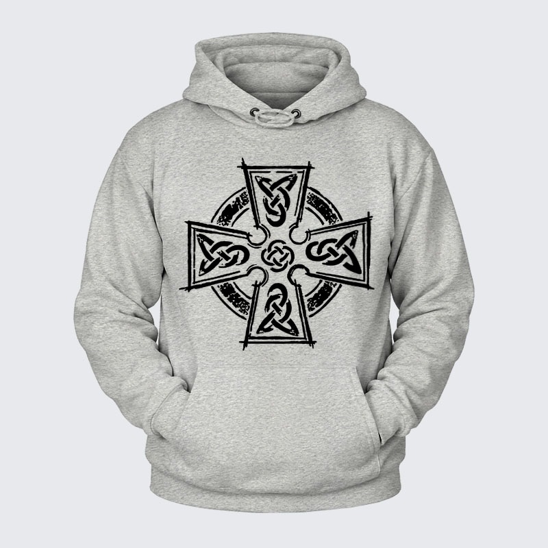 Plush Fleece-Lined Hoodie - Celtic Cross
