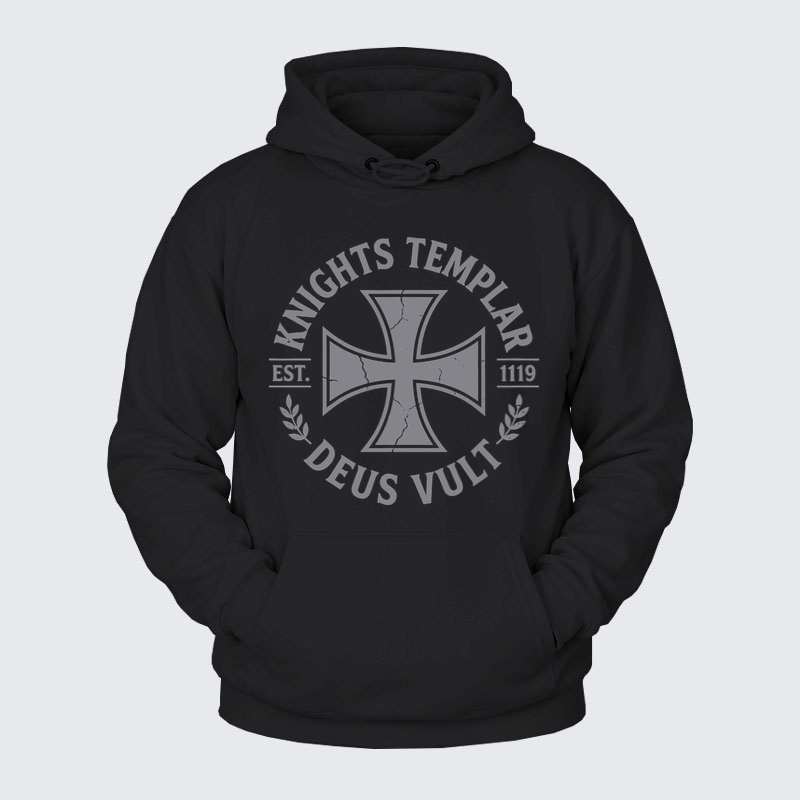 Plush Fleece-Lined Hoodie - Knights Templar Deus Vult