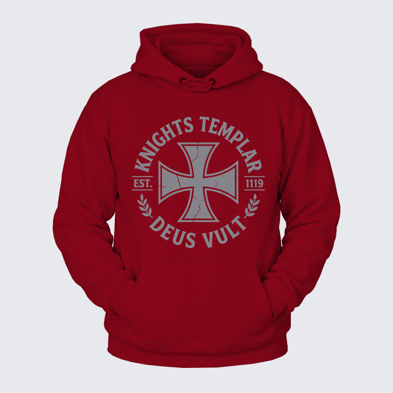 Plush Fleece-Lined Hoodie - Knights Templar Deus Vult