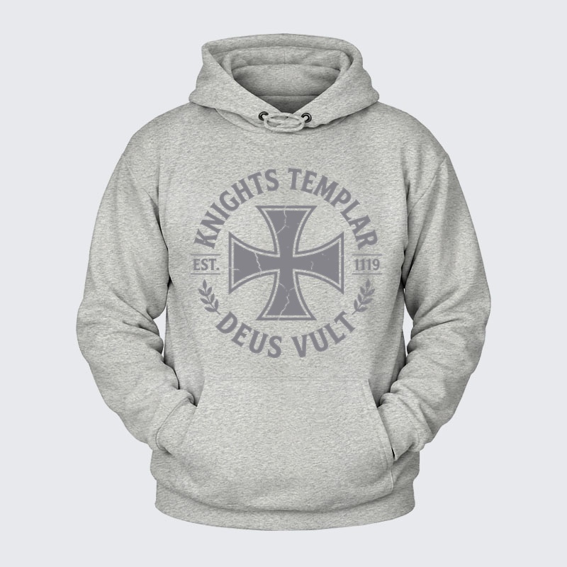 Plush Fleece-Lined Hoodie - Knights Templar Deus Vult