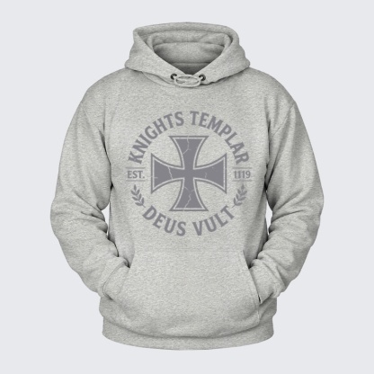 Plush Fleece-Lined Hoodie - Knights Templar Deus Vult