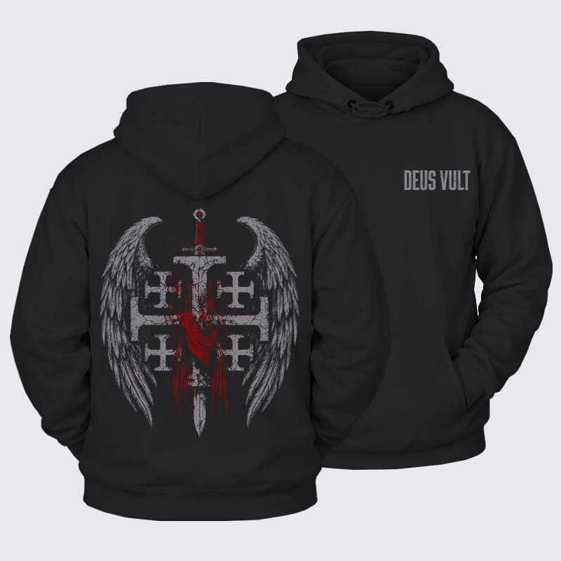 Plush Fleece-Lined Hoodie - Deus Vult: God Wills It