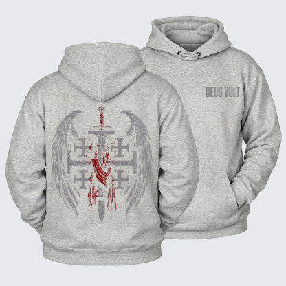 Plush Fleece-Lined Hoodie - Deus Vult: God Wills It