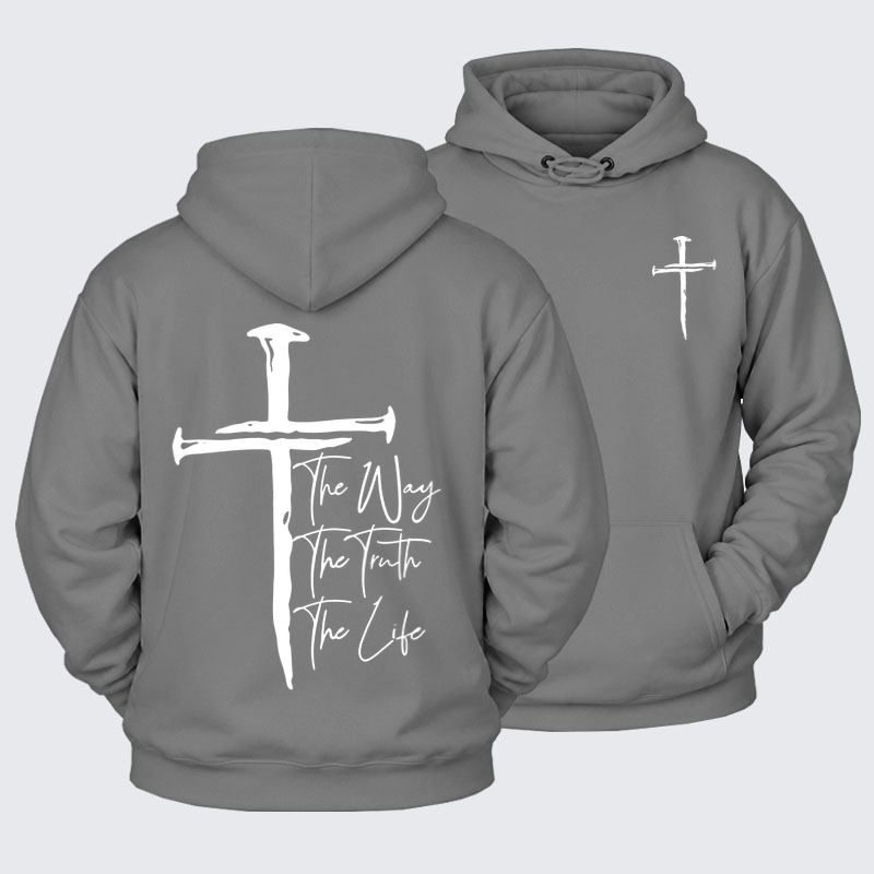 Plush Fleece-Lined Hoodie - Jesus The Way The Truth The Life   