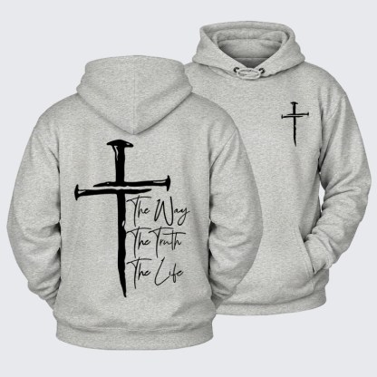 Plush Fleece-Lined Hoodie - Jesus The Way The Truth The Life   