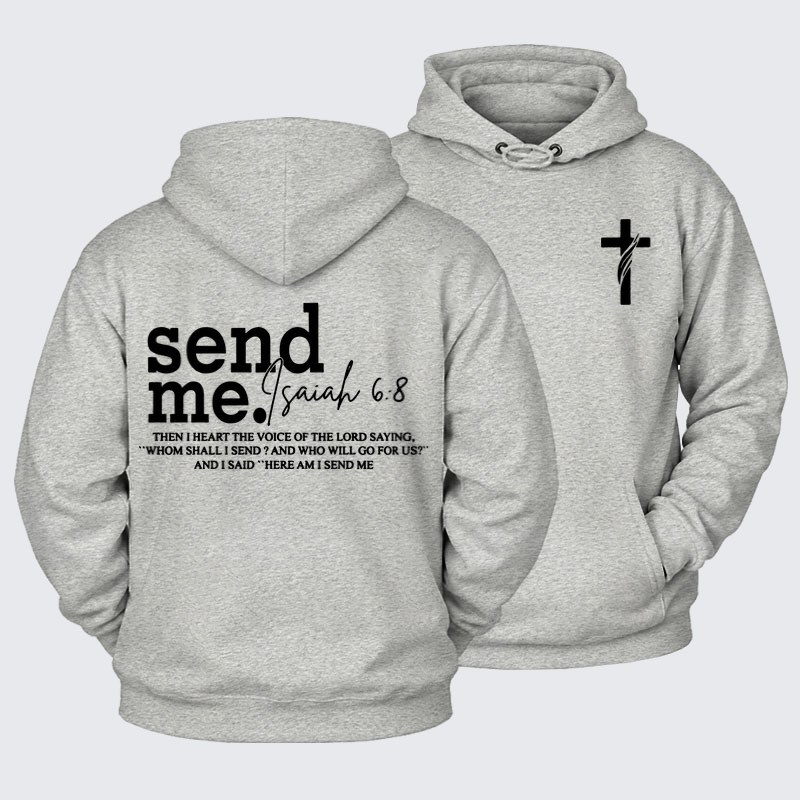 Plush Fleece-Lined Hoodie - Send Me Isaiah 6:8   