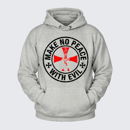 Plush Fleece-Lined Hoodie - Make No Peace with Evil Knight Templar Cross