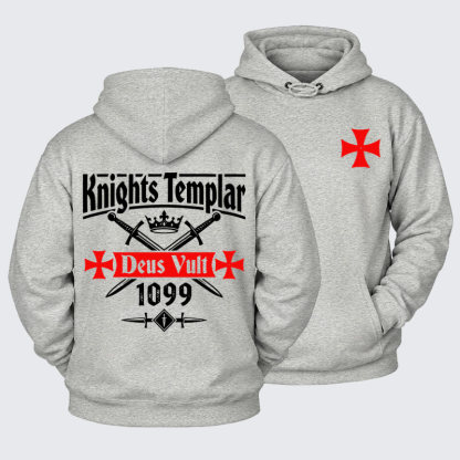 Plush Fleece-Lined Hoodie - Knights Templar Deus Vult