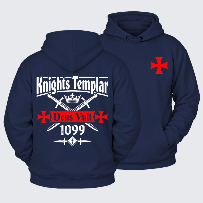 Plush Fleece-Lined Hoodie - Knights Templar Deus Vult