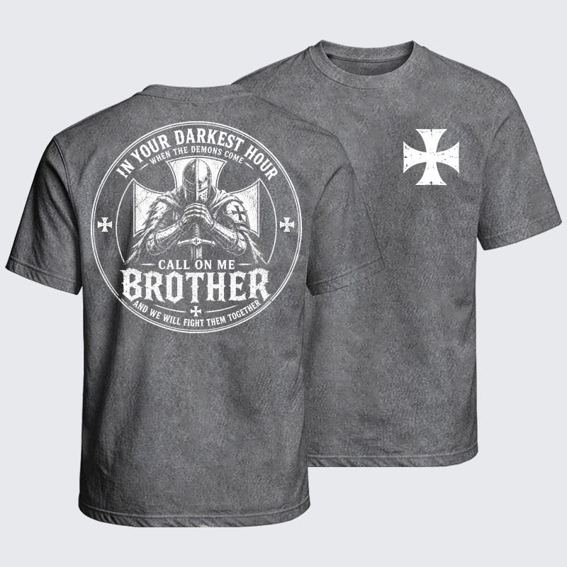 Washed T-Shirt - Call On Me Brother – Knights of Faith