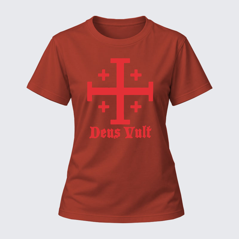 Women's T-shirts   - Jerusalem Cross Deus Vult   