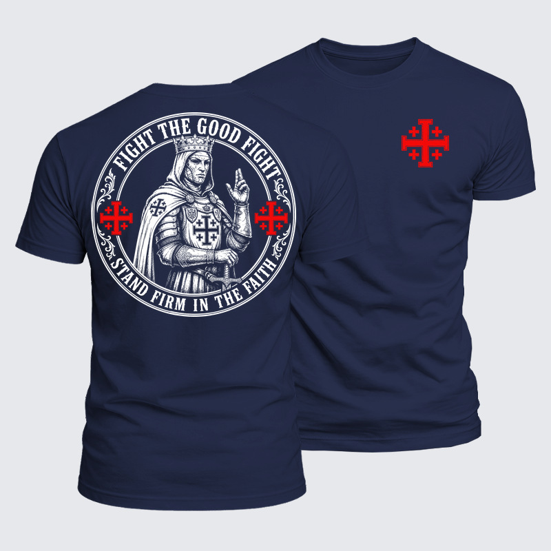 Luxe Mercerized Cotton Tee - Fight The Good Fight ,Stand Firm In The Faith