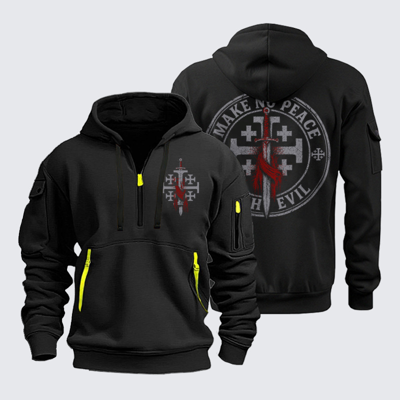Zipper Hoodies - Make No Peace with Evil Knight Templar Jerusalem Cross