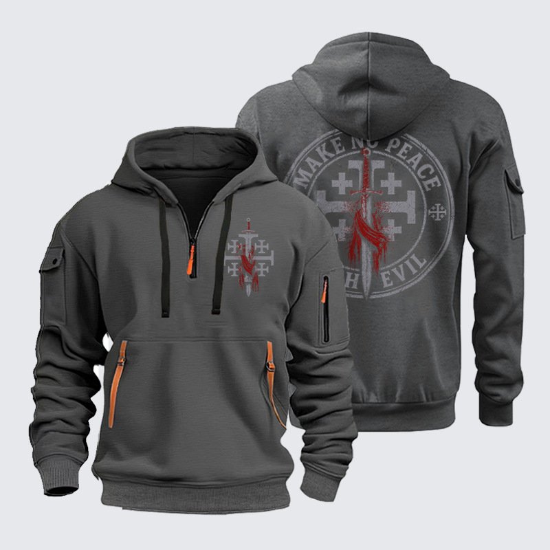 Zipper Hoodies - Make No Peace with Evil Knight Templar Jerusalem Cross