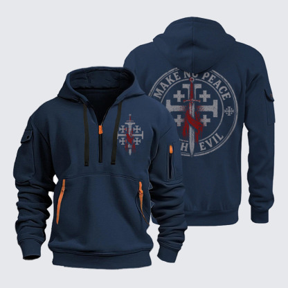 Zipper Hoodies - Make No Peace with Evil Knight Templar Jerusalem Cross