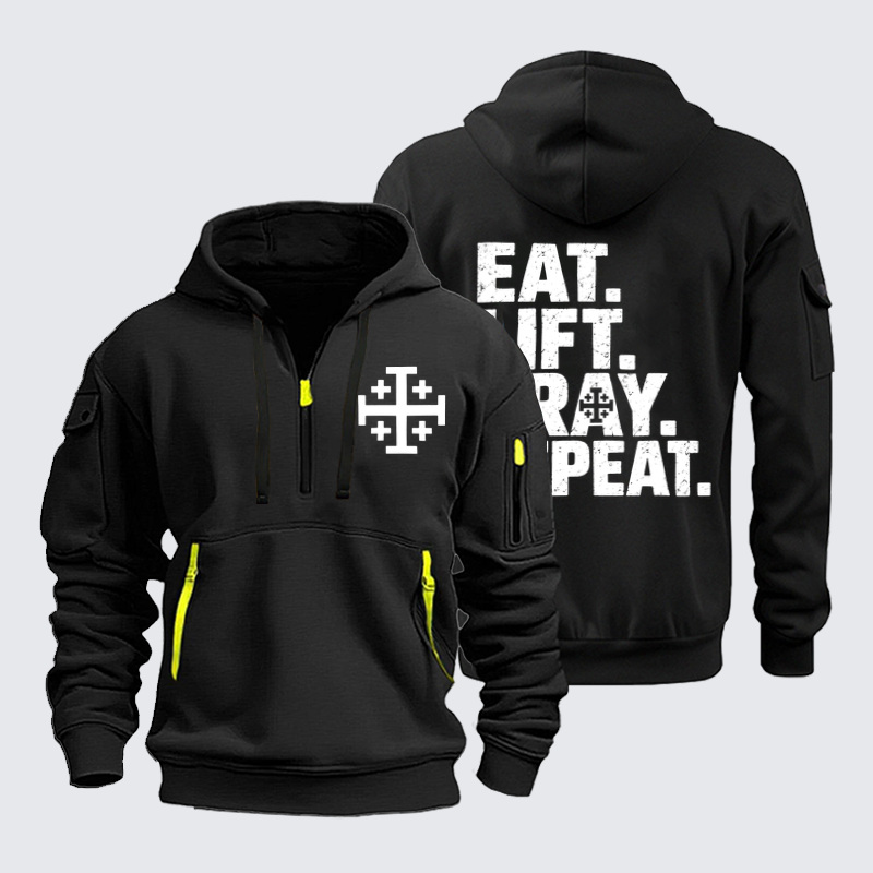 Zipper Hoodies –Eat Lift Pray Repeat – Christian Fitness