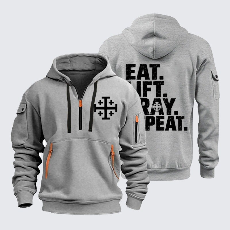 Zipper Hoodies –Eat Lift Pray Repeat – Christian Fitness