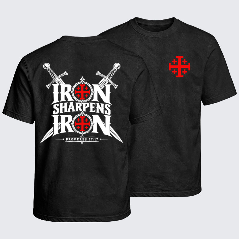 Washed T-Shirt - Iron Sharpens Iron Proverbs 27:17