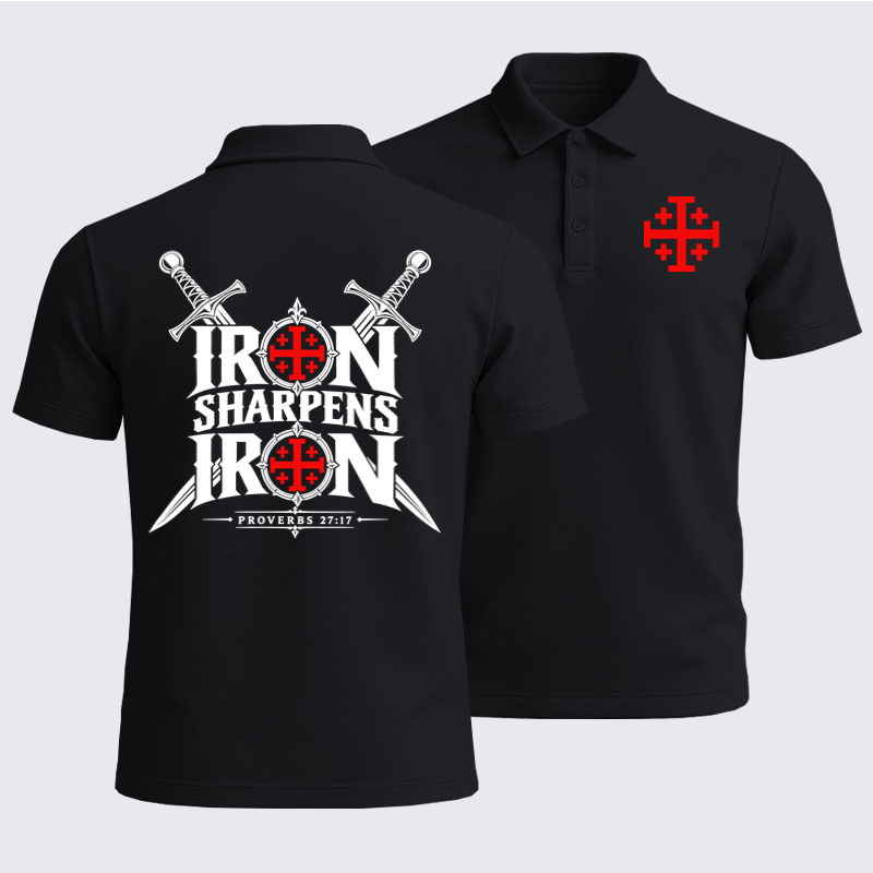 Men’s Premium Cotton Polo Shirt - Iron Sharpens Iron Proverbs 27:17