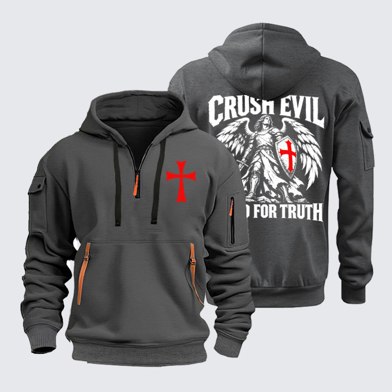 Zipper Hoodies –Crush Evil, Stand for Truth – Christian Warrior Angel