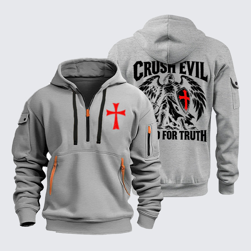 Zipper Hoodies –Crush Evil, Stand for Truth – Christian Warrior Angel