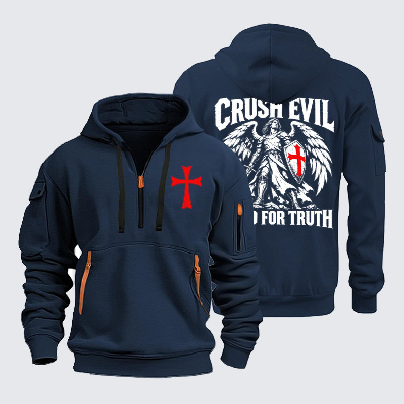Zipper Hoodies –Crush Evil, Stand for Truth – Christian Warrior Angel