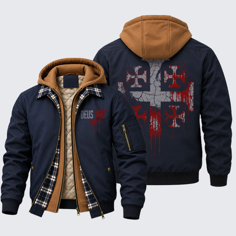 Hooded Bomber Jacket - Deus Vult