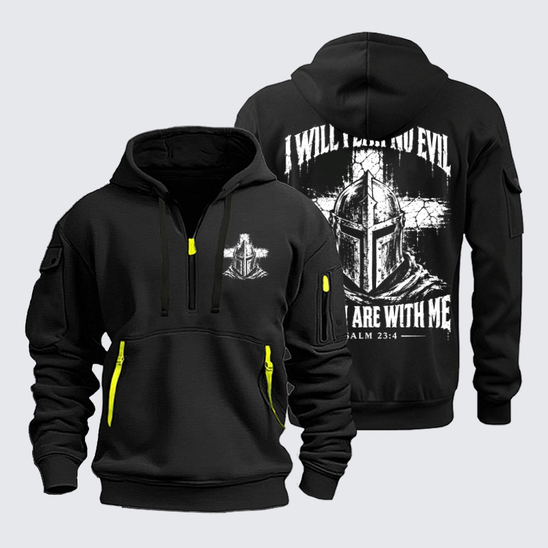 Zipper Hoodies Ave Christus Rex – I Will Fear No Evil – Psalm 23:4 Christian Warrior