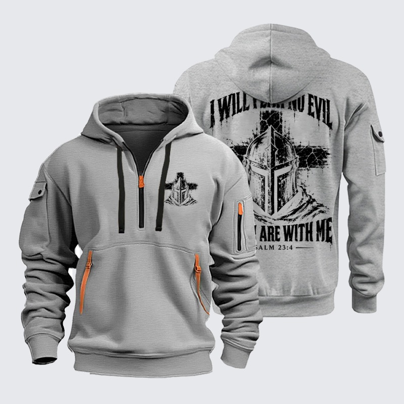 Zipper Hoodies Ave Christus Rex – I Will Fear No Evil – Psalm 23:4 Christian Warrior