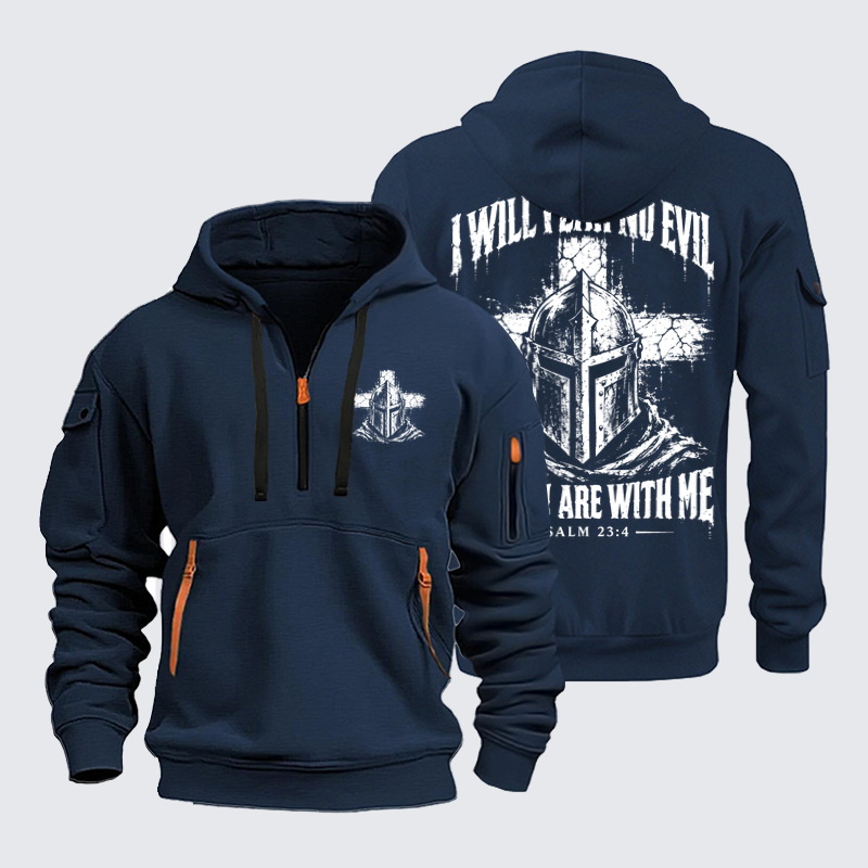 Zipper Hoodies Ave Christus Rex – I Will Fear No Evil – Psalm 23:4 Christian Warrior