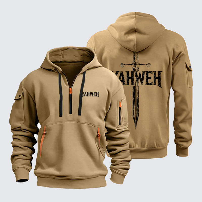 Zipper Hoodies Ave Christus Rex – Yahweh – Christian Sword & Jerusalem Cross