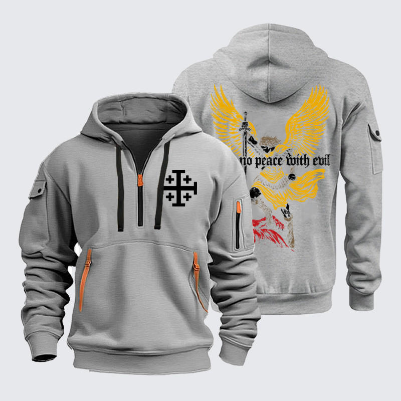 Zipper Hoodies Ave Christus Rex – Make No Peace with Evil – Christian Archangel Warrior