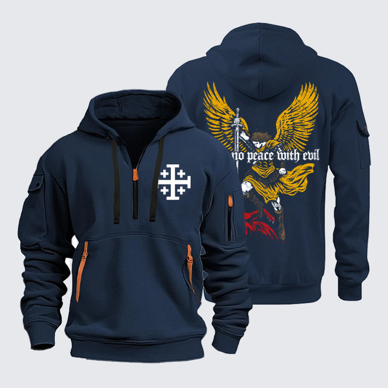Zipper Hoodies Ave Christus Rex – Make No Peace with Evil – Christian Archangel Warrior