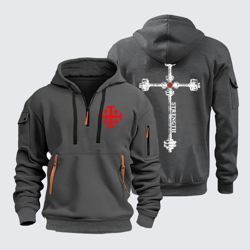 Zipper Hoodies Ave Christus Rex –Strength in the Lord – Christian Gym Jerusalem Cross
